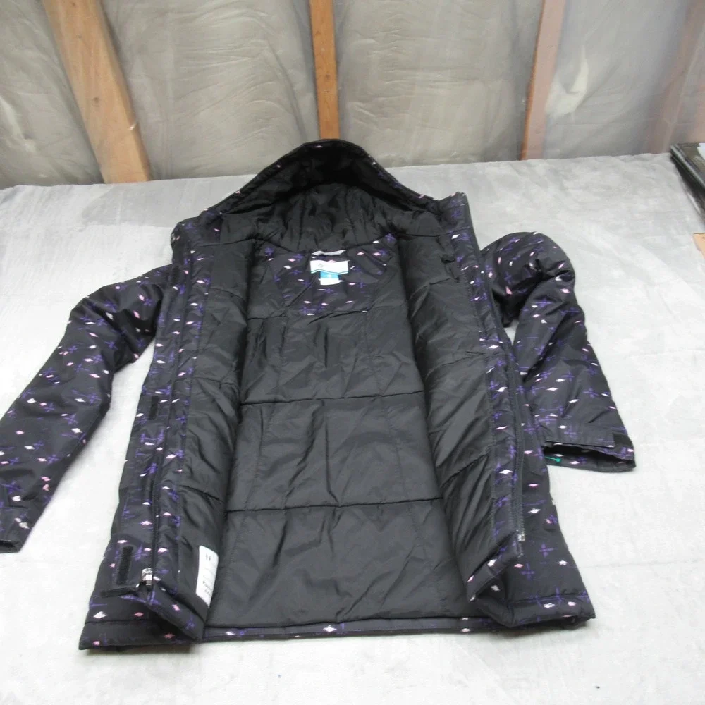 Columbia‎ Jacket Girls Large 14/16 Black Geometric Insulated Waterproof Hooded